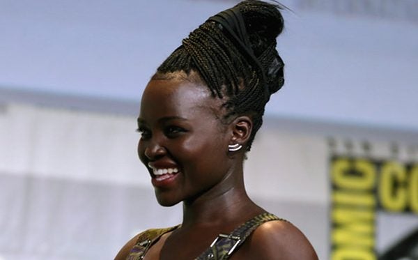 Lupita Nyongo with a braided beehive
