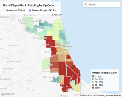 Racial disparities in flooding by zip code in Chicago