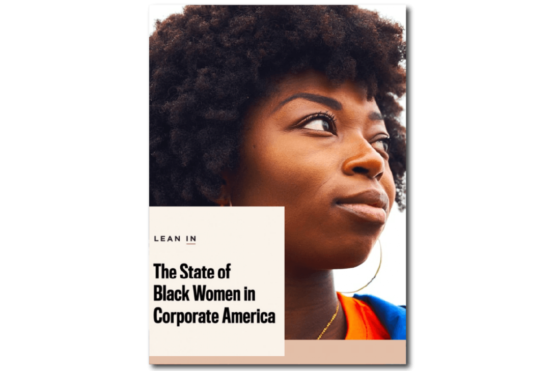 Cover from report. Profile of a Black woman on the right side of the page and title in the left center of page.