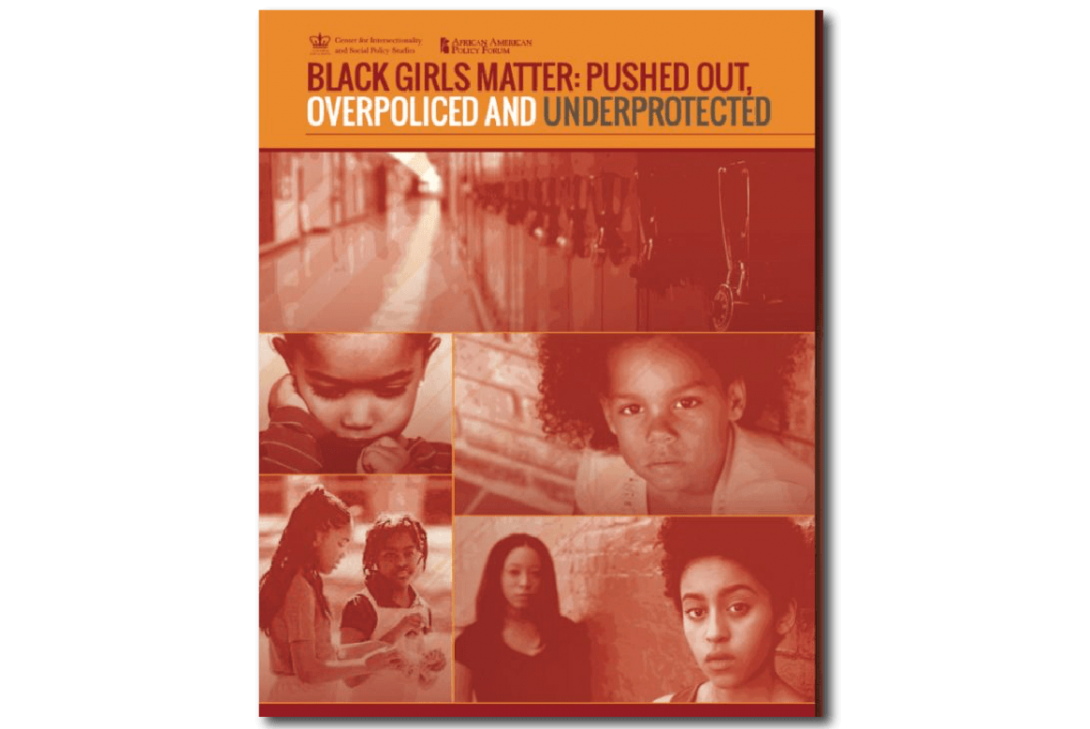 Report cover. Title on the upper portion of page. Four images of Black females and a school hall fills the rest of page.