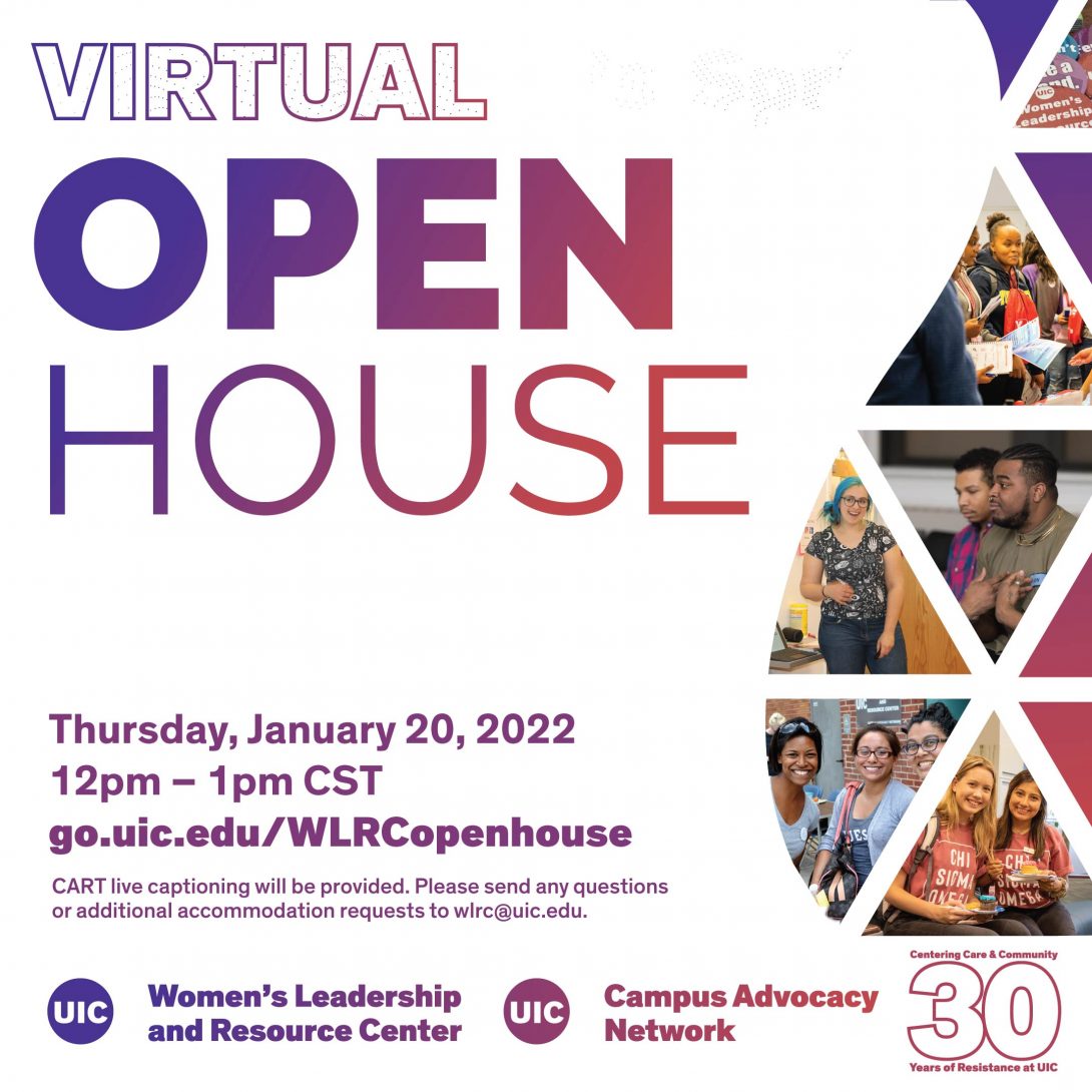 A collage of triangle-shaped photos of people at various WLRC events on a white background appears on the right side of the graphic. Text in purple describes the event: 
