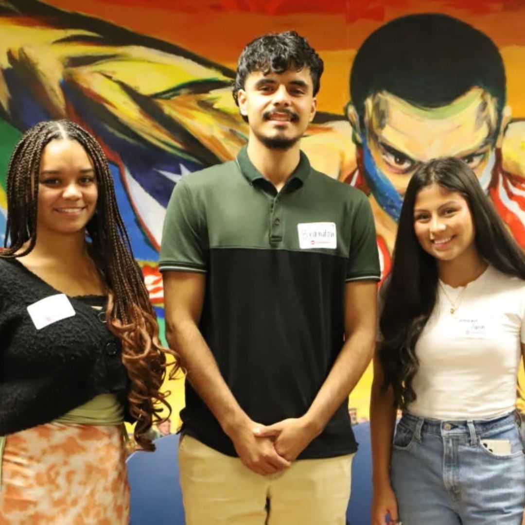 DCEP Alumni Panel at the Fall 2023 Orientation (left to right): Jasmine Harvey, DCC, Fall 2022; Brandon Murillo, ODEE, Spring 2023; and Melannie Agaton, LCC, Fall 2022