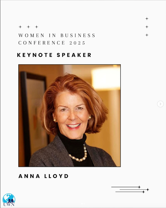 Women in Business Conference 2025 keynote speaker Anna Lloyd, smiling at the camera.